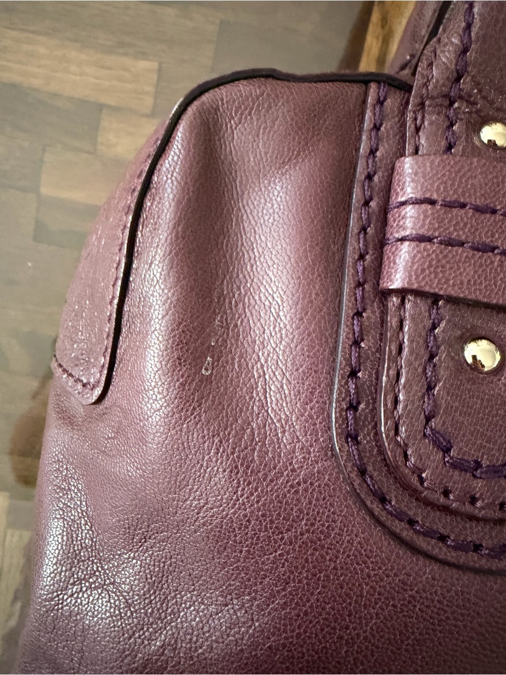 kate spade purple/eggplant leather satchel - Picture 4 of 8